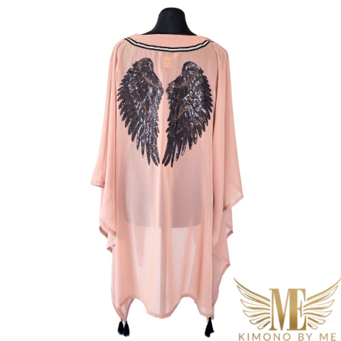 Damskie kimono nude czarne skrzydłoa