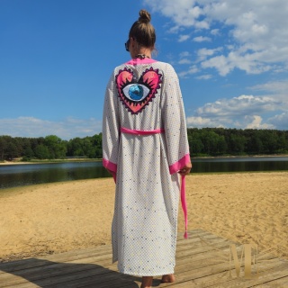 BALI Klasyczne długie kimono z sercem