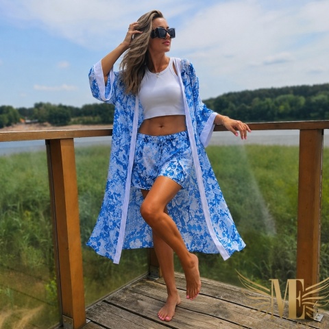 ALANYA MAXI – Długie kimono plażowe ze skrzydłami ornamenty