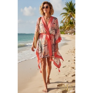 ARUBA MINI Kimono plażowe we flamingi