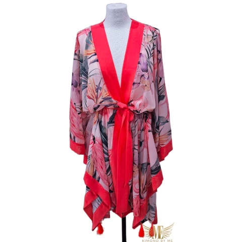 ARUBA MINI Kimono plażowe we flamingi