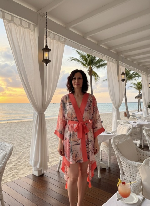 ARUBA MINI Kimono plażowe we flamingi