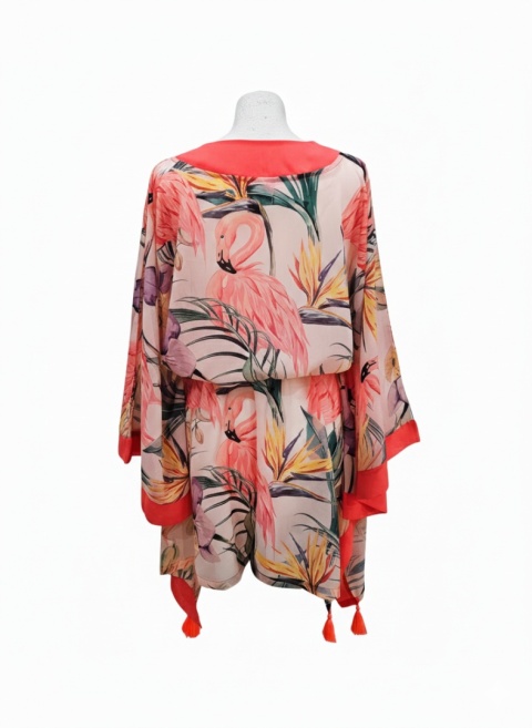 ARUBA MINI Kimono plażowe we flamingi