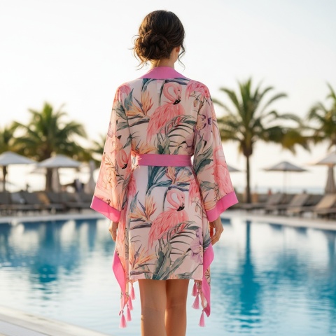 ARUBA MINI – Kimono Plażowe Flamingi KIMONO BY ME