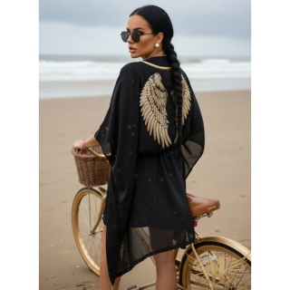 Kimono Plażowe ze Skrzydłami Dubaj mini – czarne