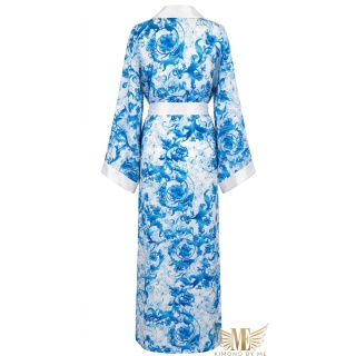 Kimono plażowe damskie ALANYA MAXI – niebieskie ornamenty | Matchy Matchy