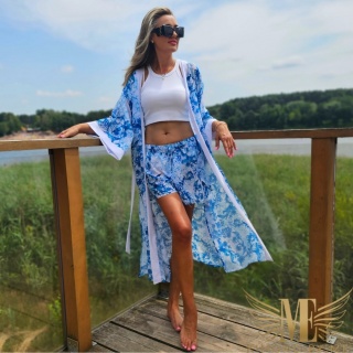 ALANYA MAXI – Długie kimono plażowe ze skrzydłami | Wzór ornamenty | KIMONO BY ME