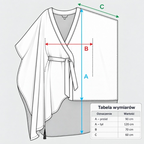 PERSONALIZOWANA NARZUTKA PLAŻOWA MIDI – asymetryczne kimono | KIMONO BY ME