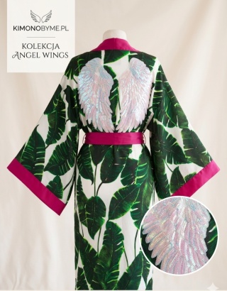 VALLARTA MAXI - Klasyczne długie kimono w liście bananowca