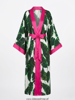VALLARTA MAXI - Klasyczne długie kimono w liście bananowca