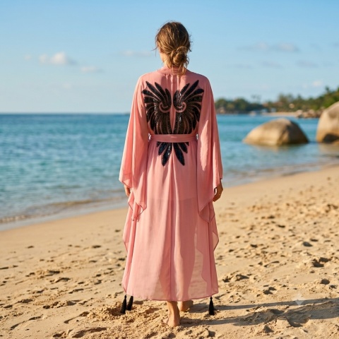 ROSE MIDI – asymetryczna narzutka plażowa ze skrzydłami